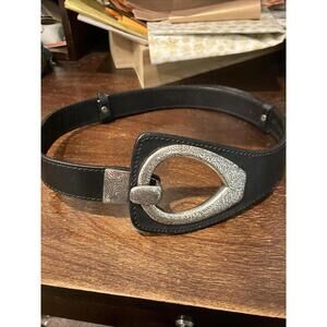 Chico’s Adjustable Black Leather Belt 25” Min Waist 33”Max Length S/M Vintage